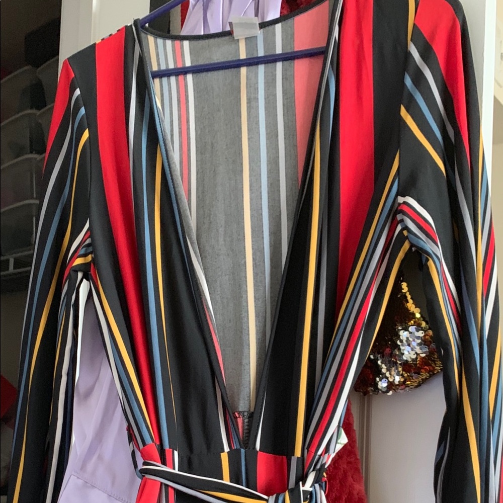 Striped forever 21 plus size jumpsuit